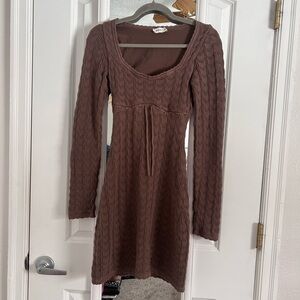 Hollister Chocolate Brown Long Sleeve Dress 100% Cotton Size XS
